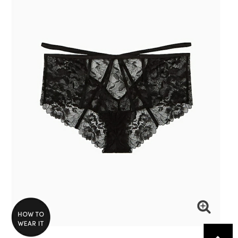 Torrid Black Strappy chantilly Cheeky Panty